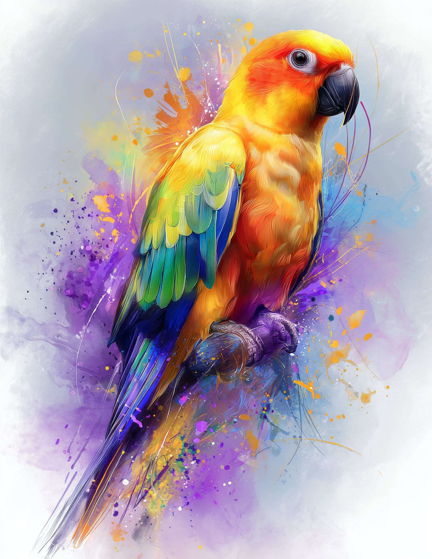 Parrot — Watercolor Art, Tropical Hues Digital Wall Art, 3 Sizes Included, Living Room Decor