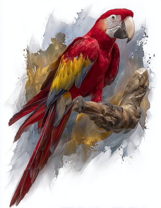 Parrot — Watercolor Art, Vivid Splash Digital Wall Art, 3 Sizes Included, Living Room Decor