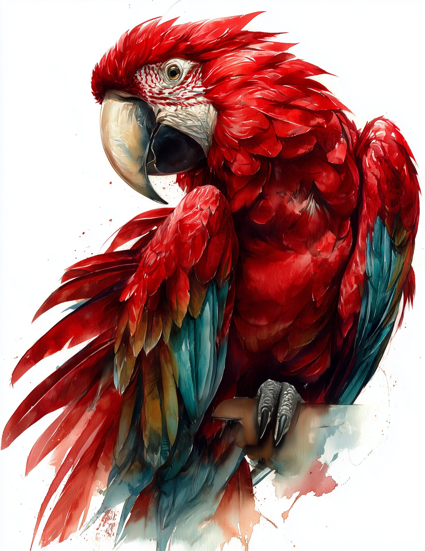 Parrot — Watercolor Art, Rainbow Splash Digital Wall Art, 3 Sizes Included, Living Room Decor