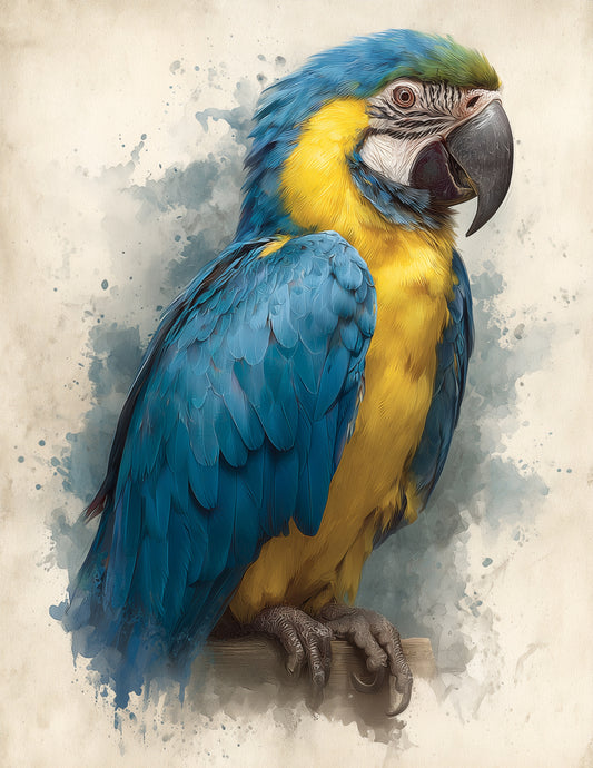 Parrot — Watercolor Art, Soft Bloom Digital Wall Art, 3 Sizes Included, Living Room Decor