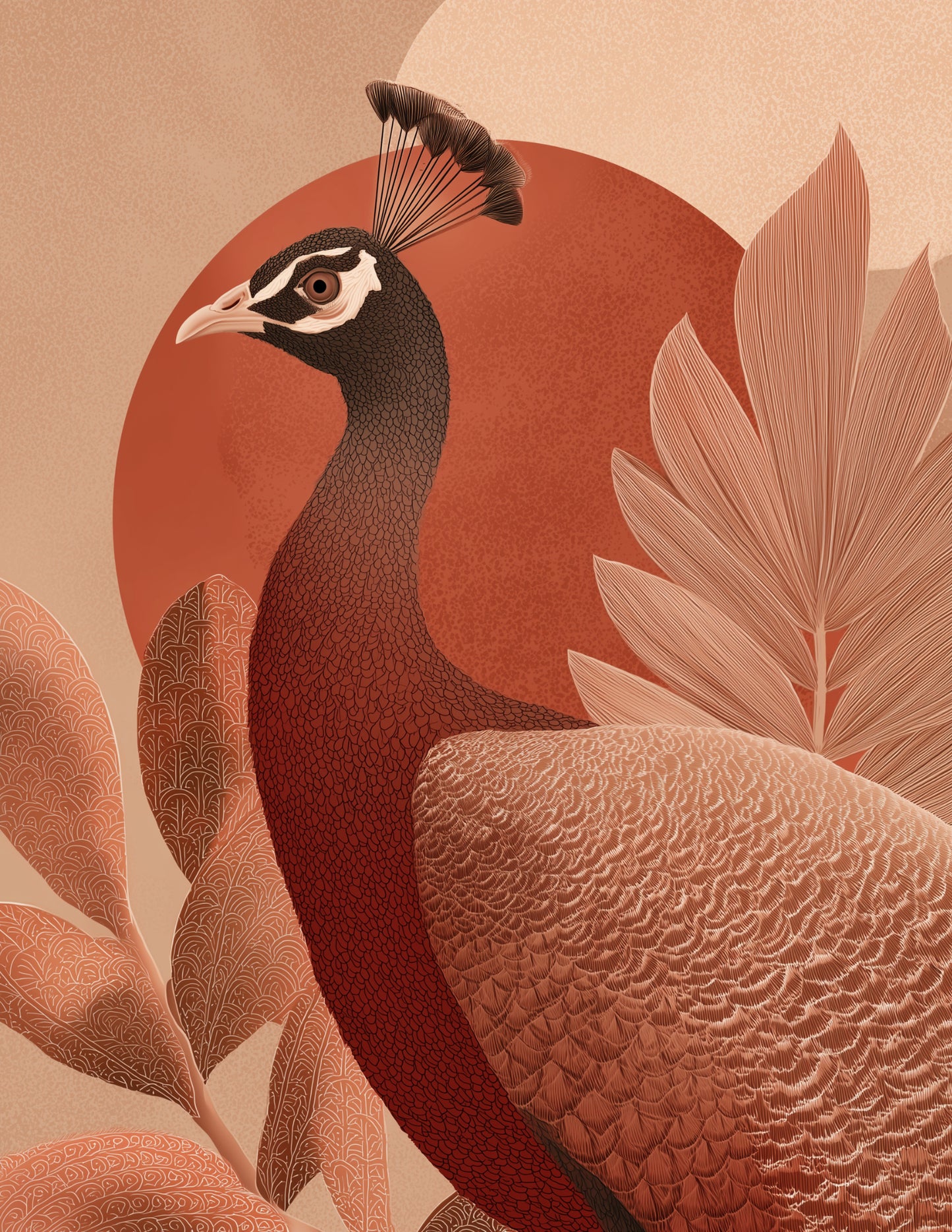 Peacock — Boho Art, Midnight Tones Digital Wall Art, 3 Sizes Included, Living Room Decor