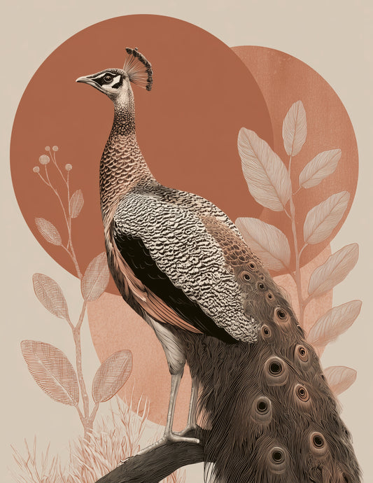 Peacock — Boho Art, Sapphire Calm Digital Wall Art, 3 Sizes Included, Living Room Decor