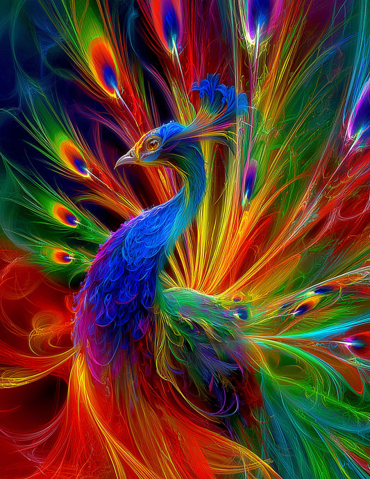 Peacock — Fractal Filigree Art, Forest Tones Digital Wall Art, 3 Sizes Included, Living Room Decor