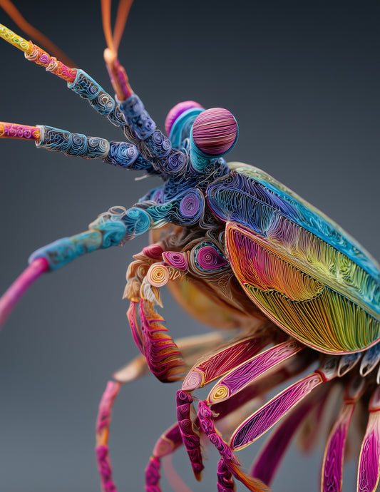 Peacock Mantis Shrimp — Chromatic Filament Art, Soft Gradients Digital Wall Art, 3 Sizes Included, Living Room Decor