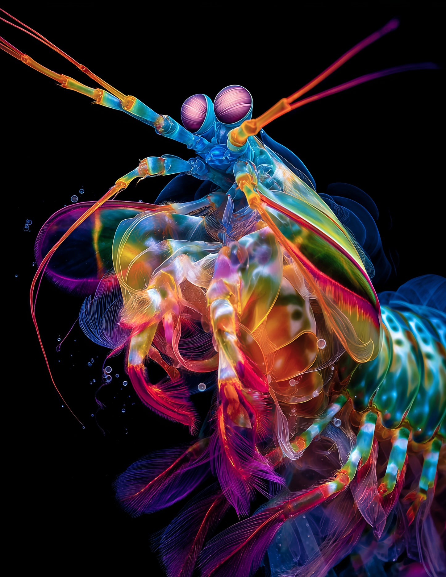 Peacock Mantis Shrimp — Chromatic Filament Art, Vibrant Palette Digital Wall Art, 3 Sizes Included, Living Room Decor