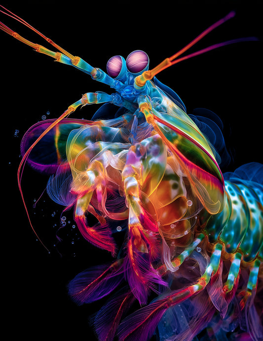 Peacock Mantis Shrimp — Chromatic Filament Art, Vibrant Palette Digital Wall Art, 3 Sizes Included, Living Room Decor