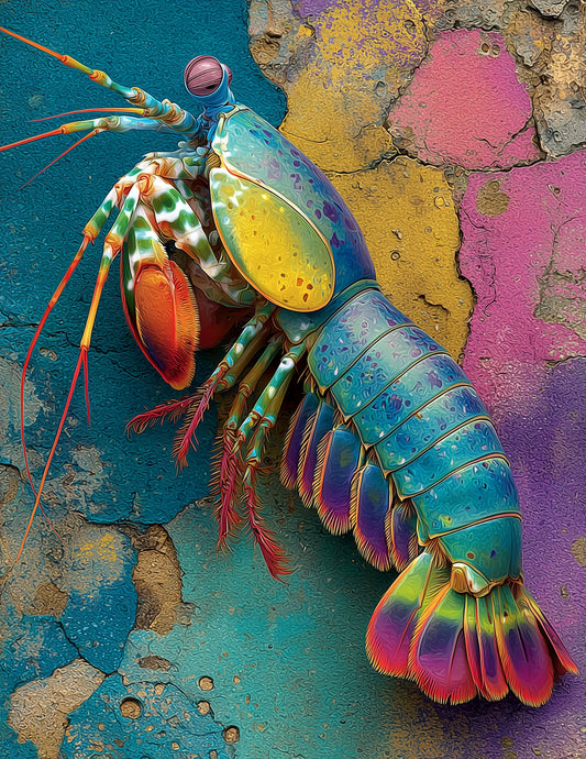 Peacock Mantis Shrimp — Pop Art, Bold Contrast Digital Wall Art, 3 Sizes Included, Living Room Decor