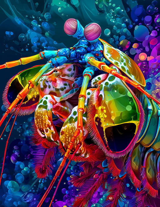 Peacock Mantis Shrimp — Pop Art, Color Variation Digital Wall Art, 3 Sizes Included, Living Room Decor