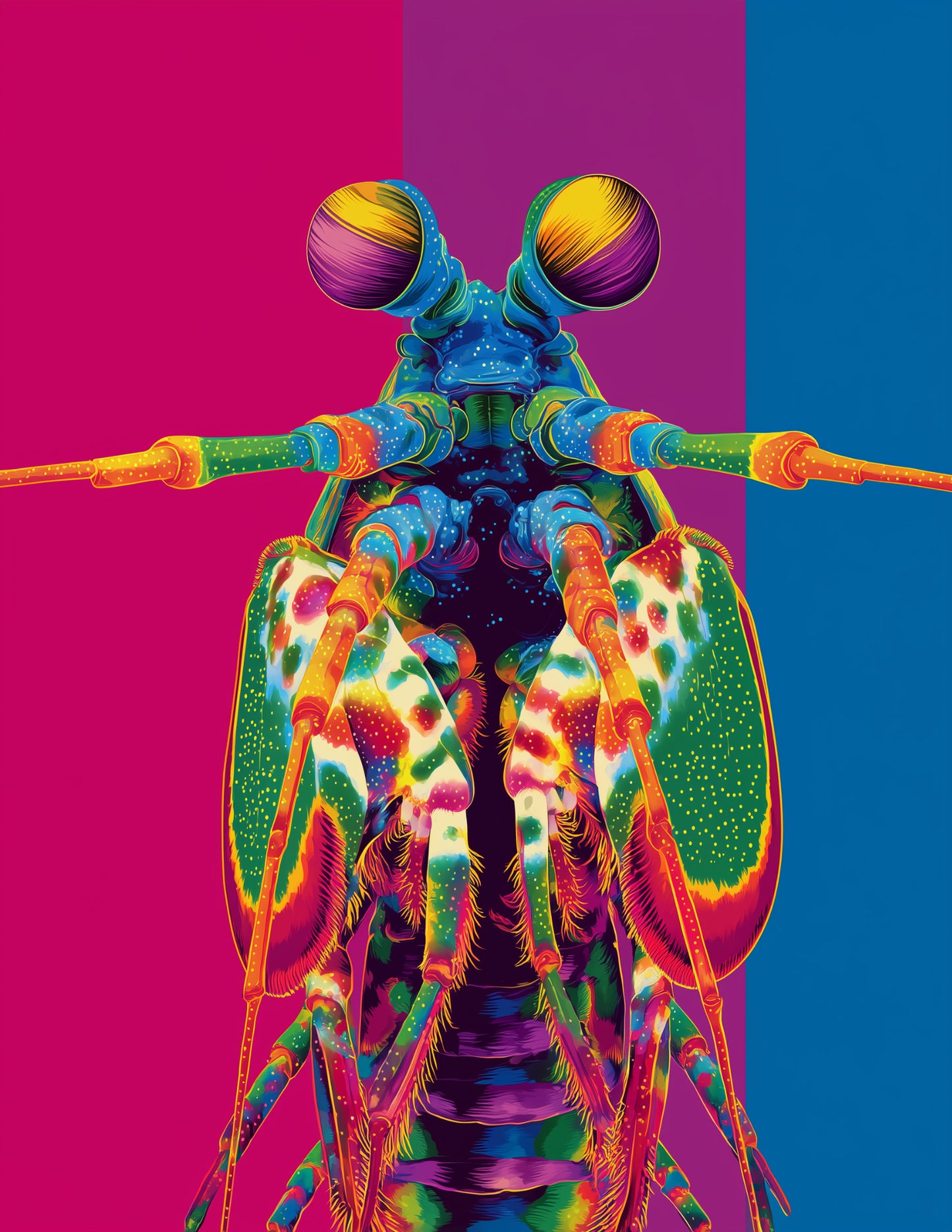 Peacock Mantis Shrimp — Pop Art, Refined Detail Digital Wall Art, 3 Sizes Included, Living Room Decor