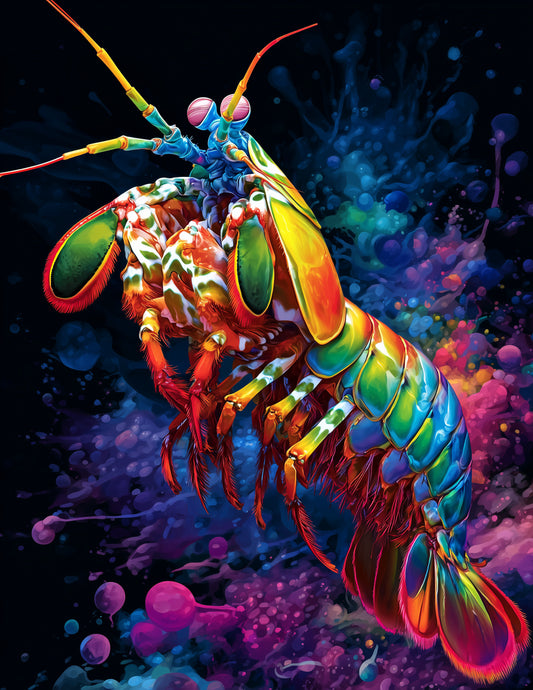 Peacock Mantis Shrimp — Pop Art, Subtle Transitions Digital Wall Art, 3 Sizes Included, Living Room Decor