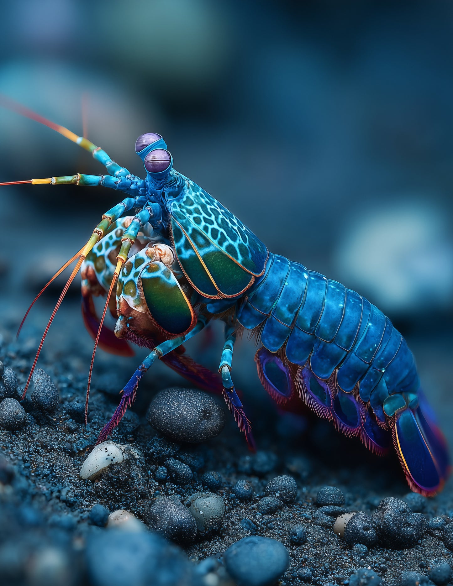 Peacock Mantis Shrimp — Realistic Art, Calm Contrast Digital Wall Art, 3 Sizes Included, Living Room Decor