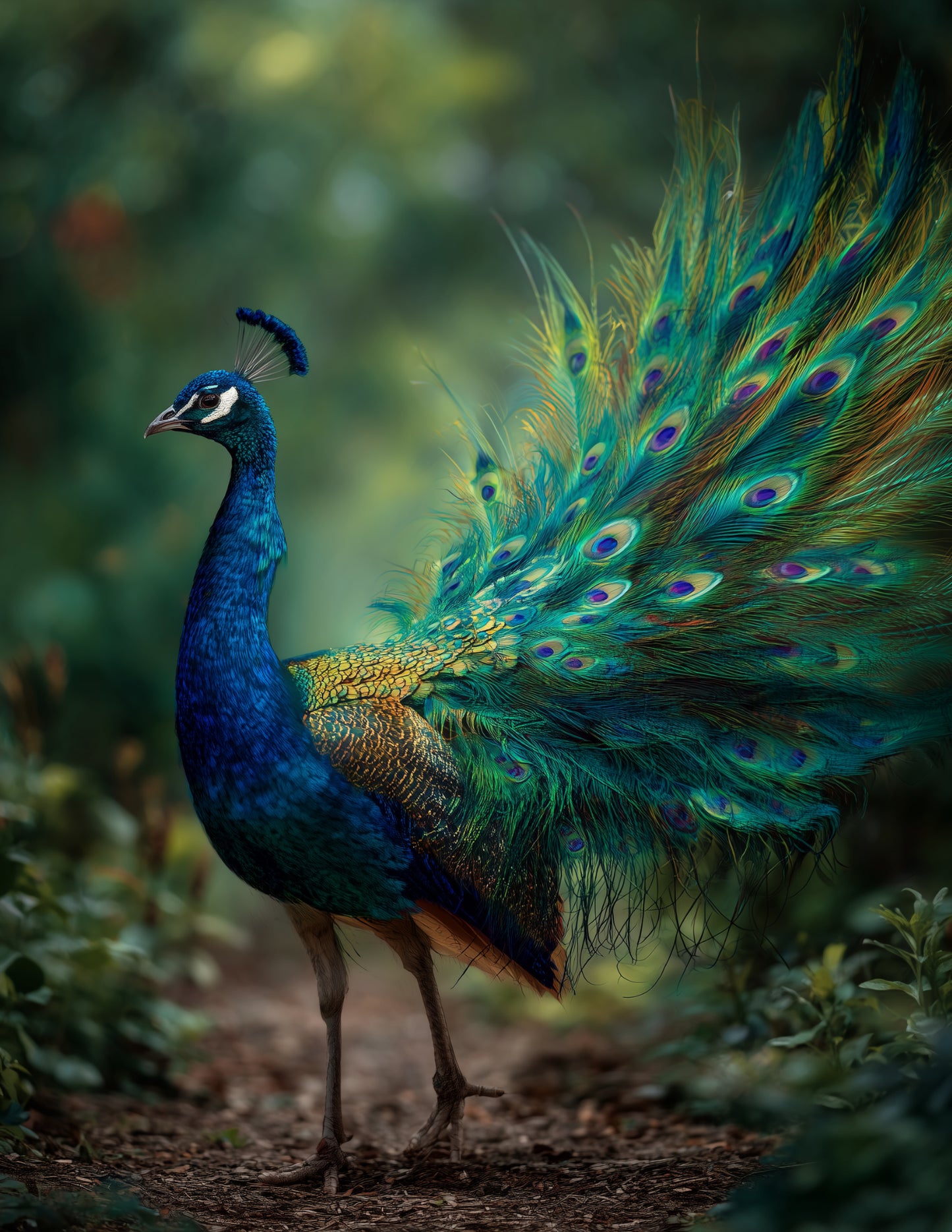 Peacock — Realistic Art, Bold Contrast Digital Wall Art, 3 Sizes Included, Living Room Decor