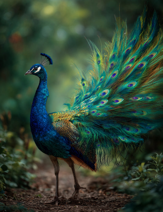 Peacock — Realistic Art, Bold Contrast Digital Wall Art, 3 Sizes Included, Living Room Decor