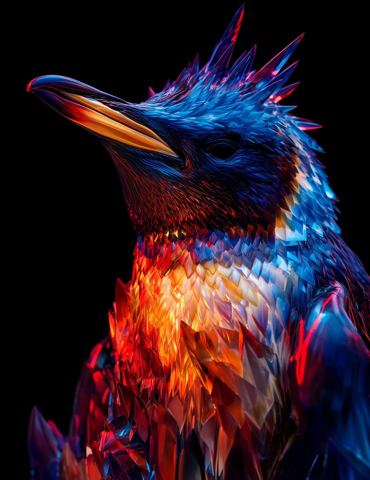 Penguin — Ferrofluid Art, Sunset Tones Digital Wall Art, 3 Sizes Included, Living Room Decor