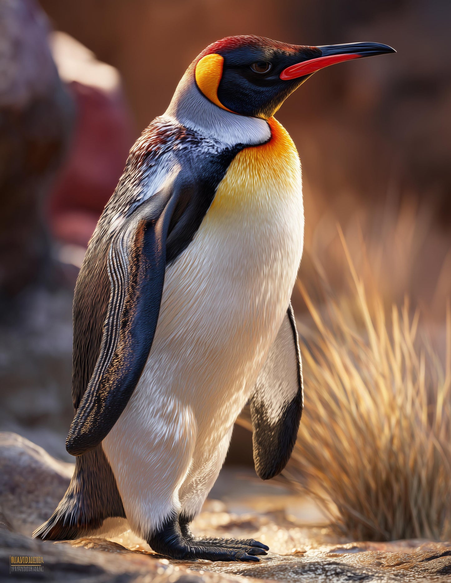 Penguin — Realistic Art, Dawn Glow Digital Wall Art, 3 Sizes Included, Living Room Decor