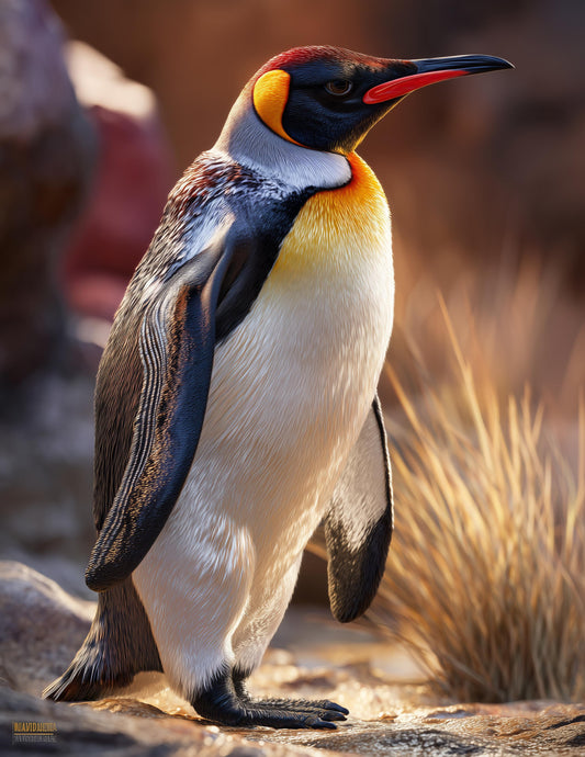 Penguin — Realistic Art, Dawn Glow Digital Wall Art, 3 Sizes Included, Living Room Decor