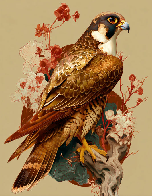 Peregrine Falcon — Boho Art, Bold Contrast Digital Wall Art, 3 Sizes Included, Living Room Decor