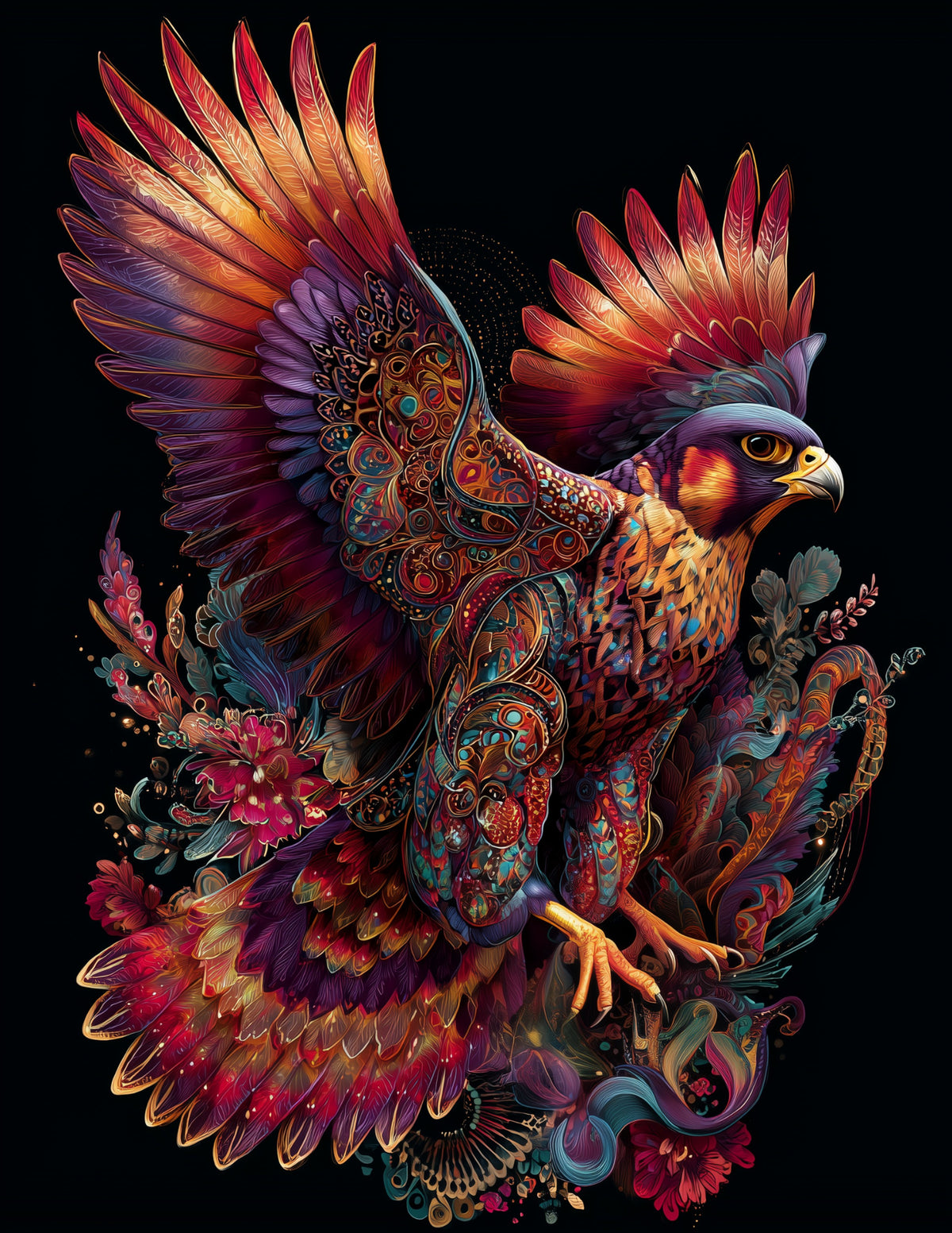 Peregrine Falcon — Boho Art, Serene Mist Digital Wall Art, 3 Sizes Included, Living Room Decor