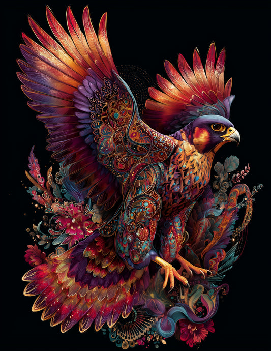 Peregrine Falcon — Boho Art, Serene Mist Digital Wall Art, 3 Sizes Included, Living Room Decor
