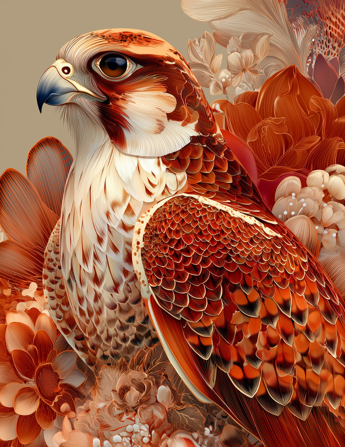 Peregrine Falcon — Boho Art, Soft Pastels Digital Wall Art, 3 Sizes Included, Living Room Decor