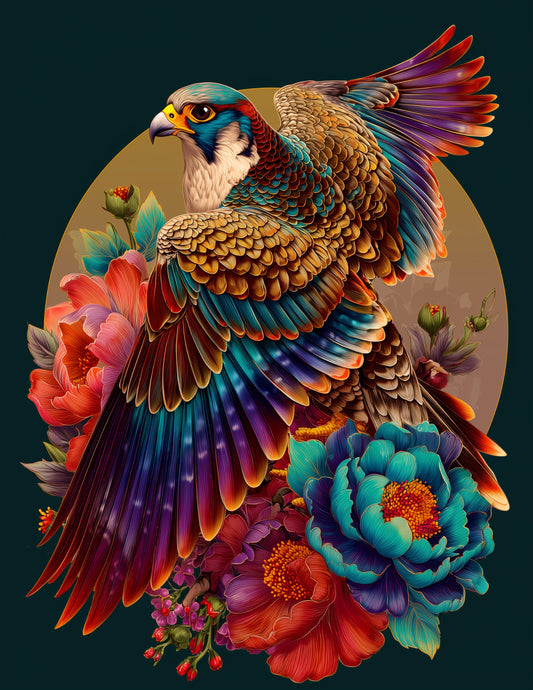 Peregrine Falcon — Boho Art, Sunset Tones Digital Wall Art, 3 Sizes Included, Living Room Decor
