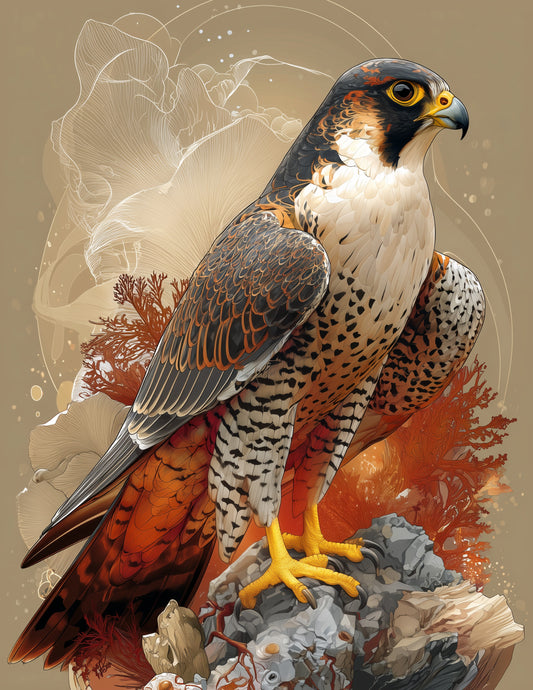 Peregrine Falcon — Boho Art, Warm Tones Digital Wall Art, 3 Sizes Included, Living Room Decor