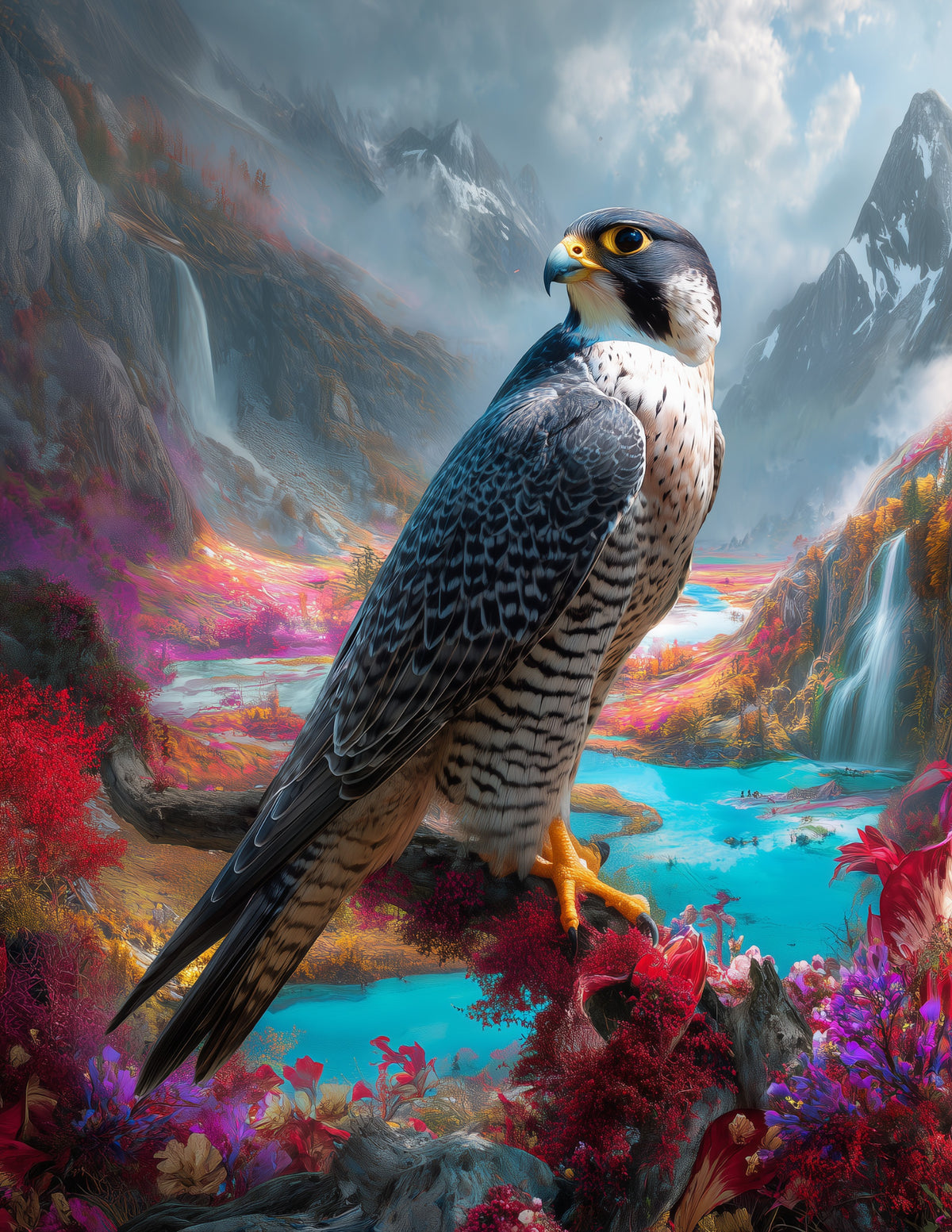 Peregrine Falcon — Fantasy Art, Bold Tones Digital Wall Art, 3 Sizes Included, Living Room Decor