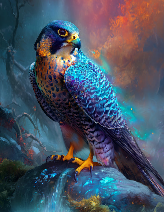 Peregrine Falcon — Fantasy Art, Calm Palette Digital Wall Art, 3 Sizes Included, Living Room Decor
