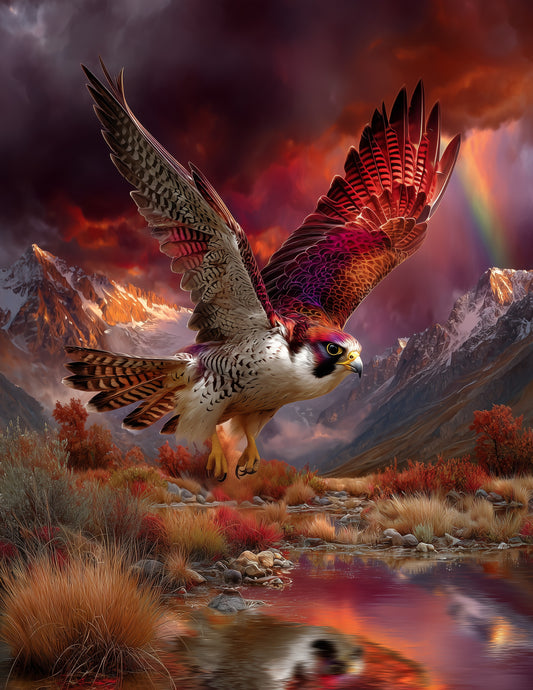 Peregrine Falcon — Fantasy Art, Serene Tones Digital Wall Art, 3 Sizes Included, Living Room Decor