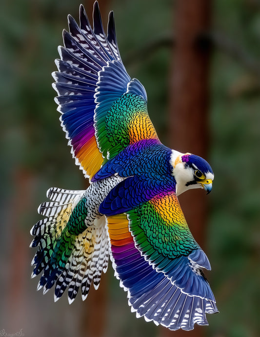 Peregrine Falcon — Fantasy Art, Vibrant Hues Digital Wall Art, 3 Sizes Included, Living Room Decor