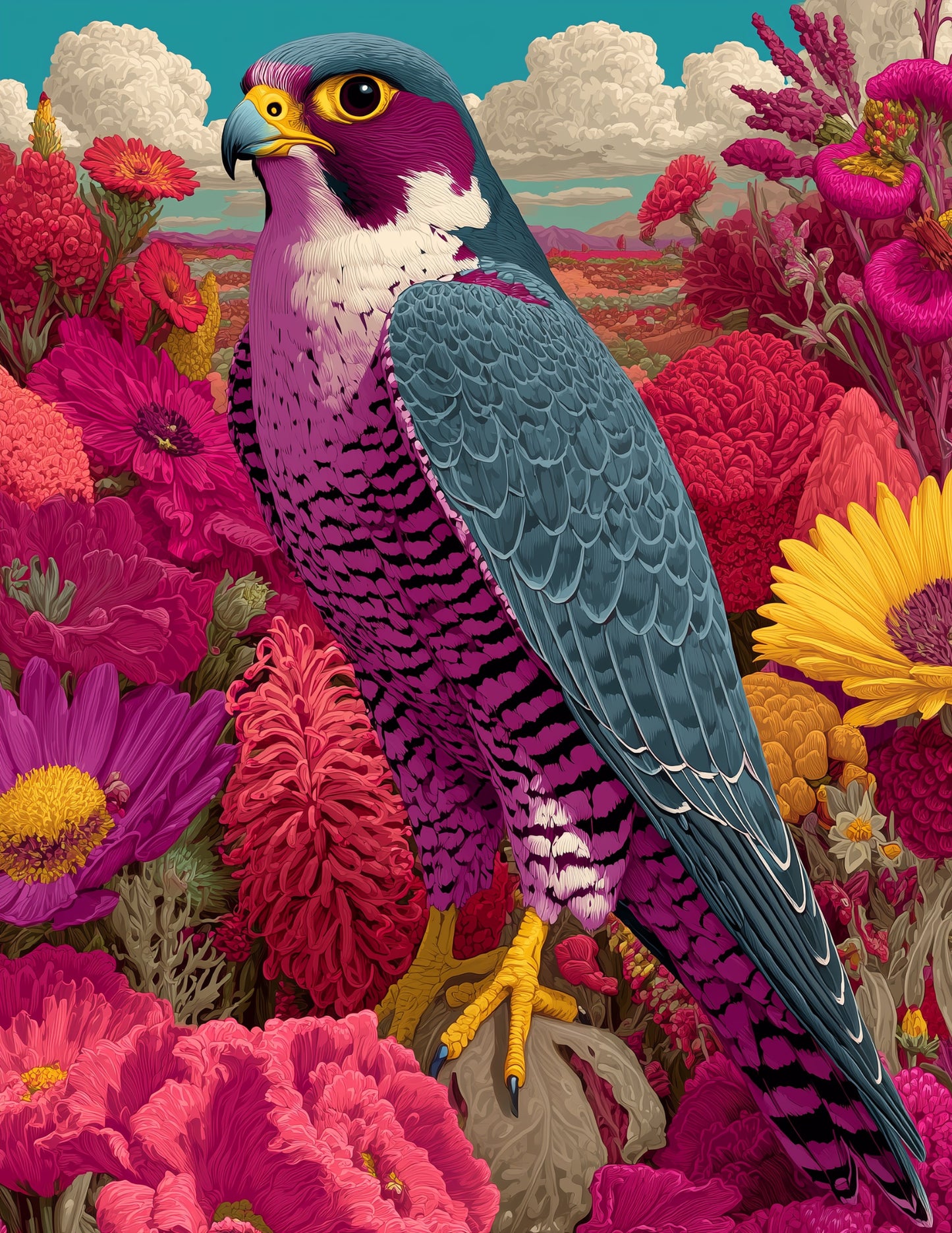 Peregrine Falcon — Pop Art, Bold Contrast Digital Wall Art, 3 Sizes Included, Living Room Decor