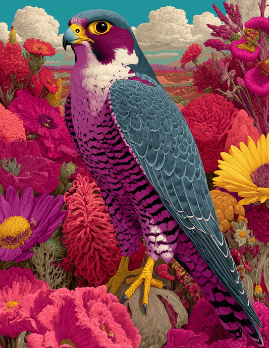 Peregrine Falcon — Pop Art, Bold Contrast Digital Wall Art, 3 Sizes Included, Living Room Decor