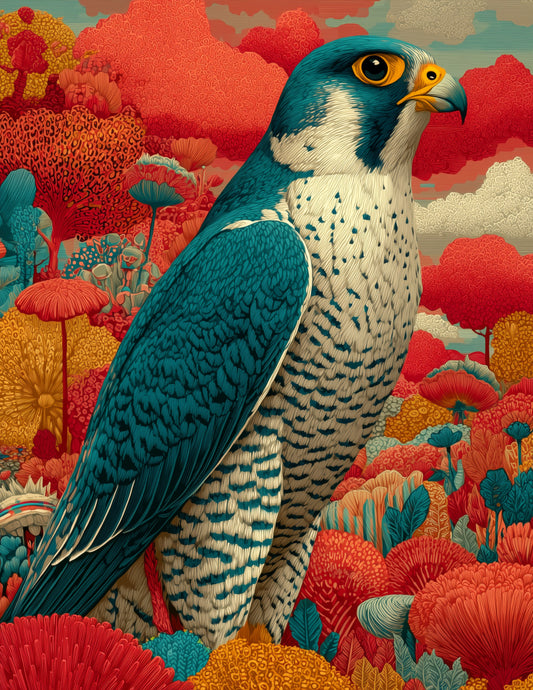 Peregrine Falcon — Pop Art, Calm Gradients Digital Wall Art, 3 Sizes Included, Living Room Decor