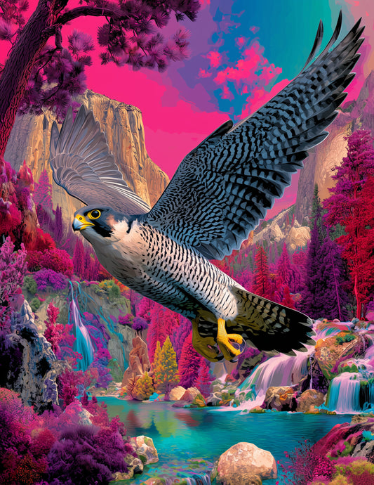 Peregrine Falcon — Pop Art, Midnight Contrast Digital Wall Art, 3 Sizes Included, Living Room Decor