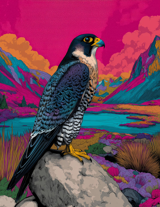 Peregrine Falcon — Pop Art, Soft Pastels Digital Wall Art, 3 Sizes Included, Living Room Decor