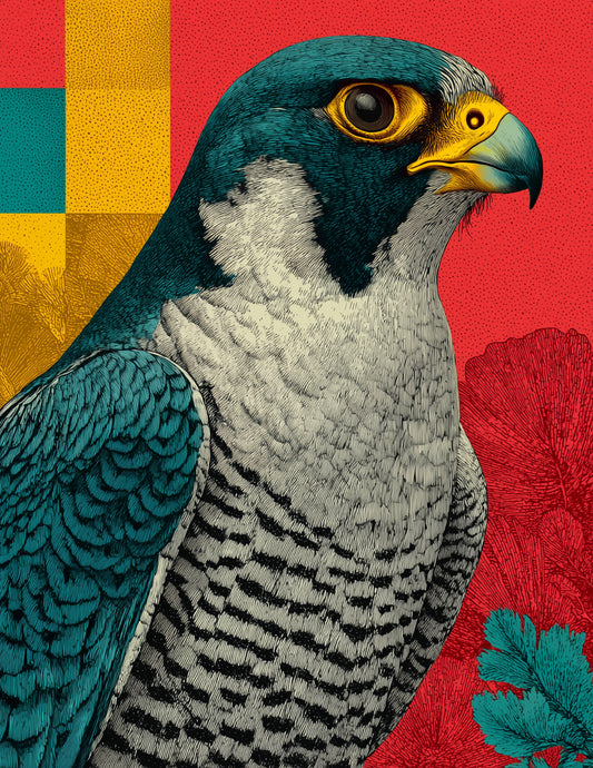 Peregrine Falcon — Pop Art, Vibrant Palette Digital Wall Art, 3 Sizes Included, Living Room Decor