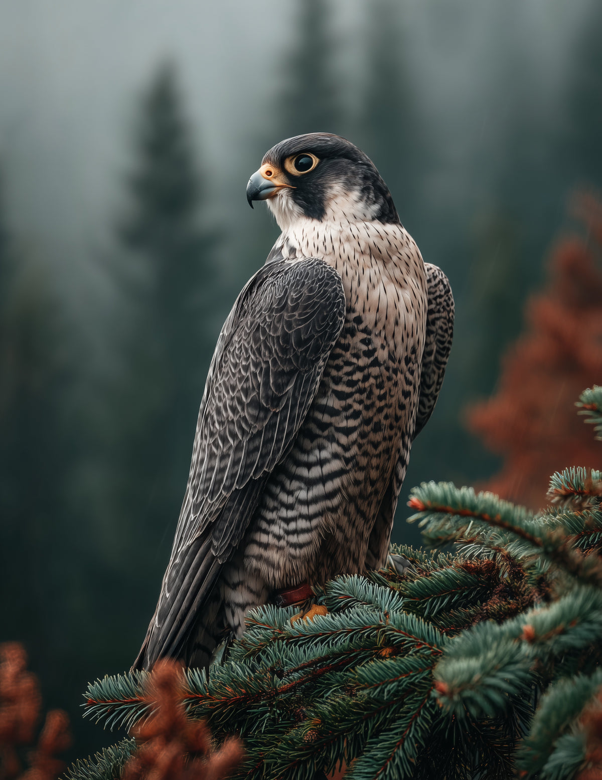 Peregrine Falcon — Realistic Art, Forest Hues Digital Wall Art, 3 Sizes Included, Living Room Decor