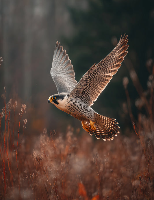 Peregrine Falcon — Realistic Art, Sunset Tones Digital Wall Art, 3 Sizes Included, Living Room Decor