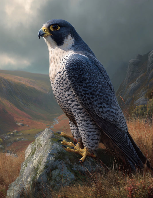 Peregrine Falcon — Realistic Art, Vibrant Palette Digital Wall Art, 3 Sizes Included, Living Room Decor