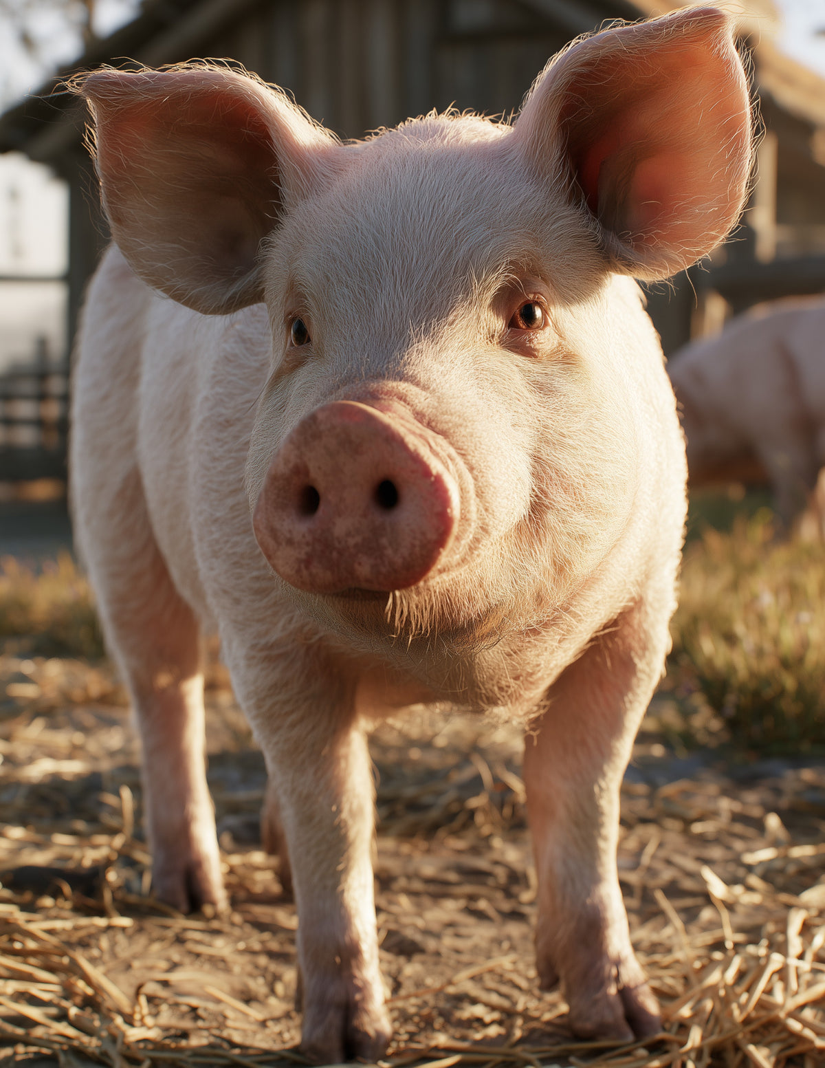 Pig — Realistic Art, Golden Highlights Digital Wall Art, 3 Sizes Included, Living Room Decor