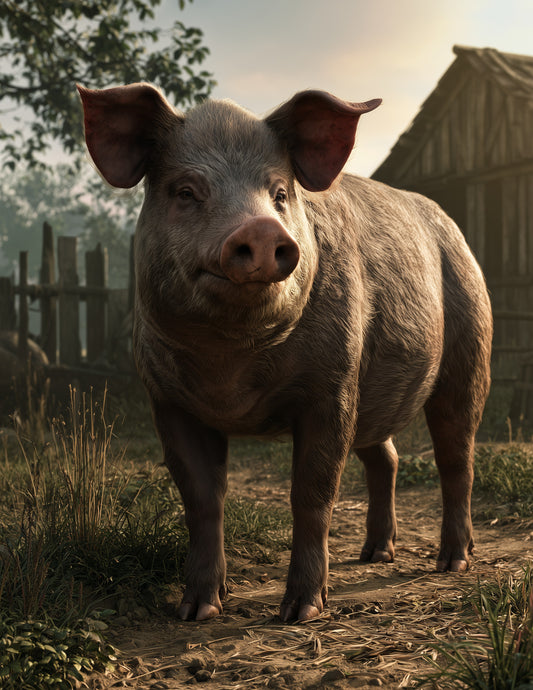Pig — Realistic Art, Moody Shadows Digital Wall Art, 3 Sizes Included, Living Room Decor