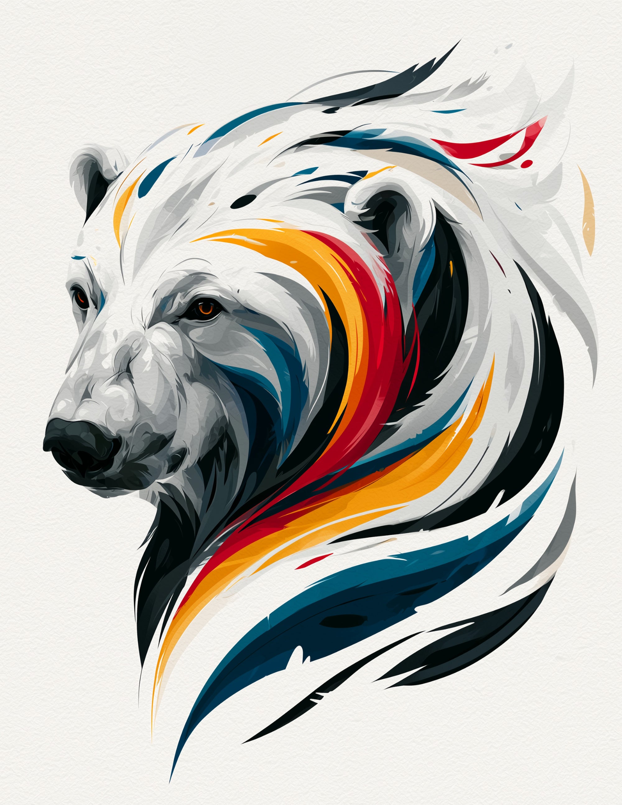 Polar Bear — Inkflow Art, Bold Hues Digital Wall Art, 3 Sizes Included, Living Room Decor