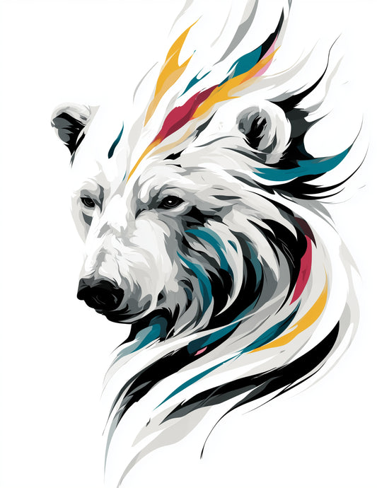 Polar Bear — Inkflow Art, Charcoal Detail Digital Wall Art, 3 Sizes Included, Living Room Decor