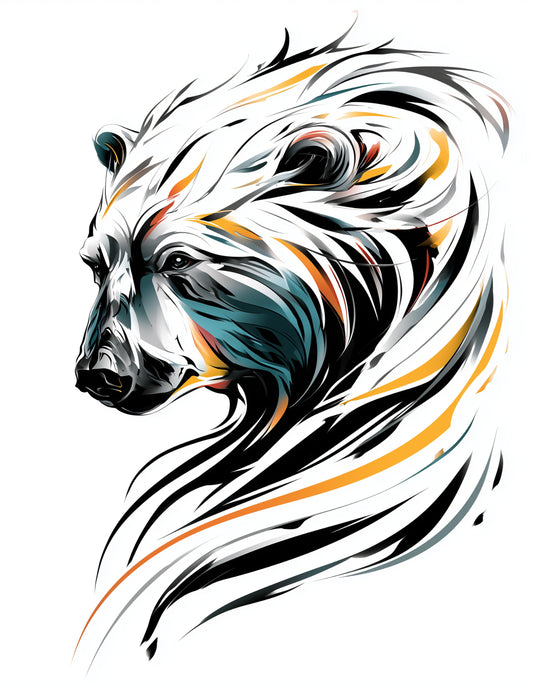 Polar Bear — Inkflow Art, Dramatic Tones Digital Wall Art, 3 Sizes Included, Living Room Decor