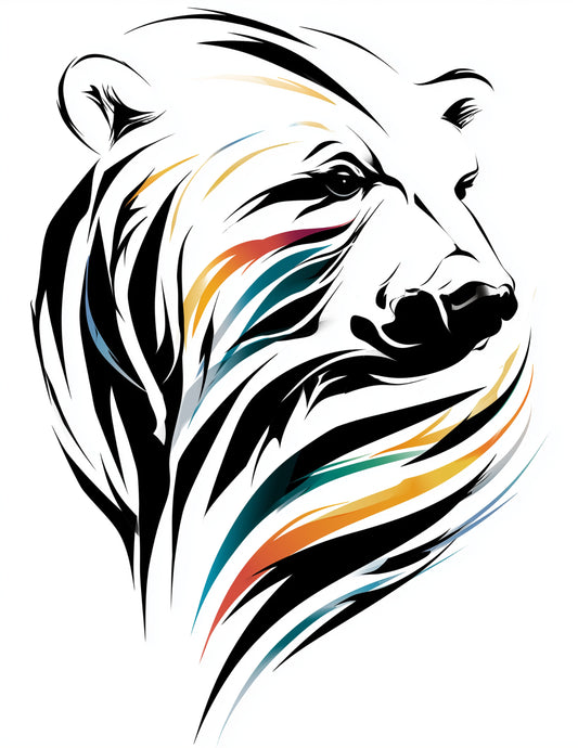 Polar Bear — Inkflow Art, Vibrant Contrast Digital Wall Art, 3 Sizes Included, Living Room Decor