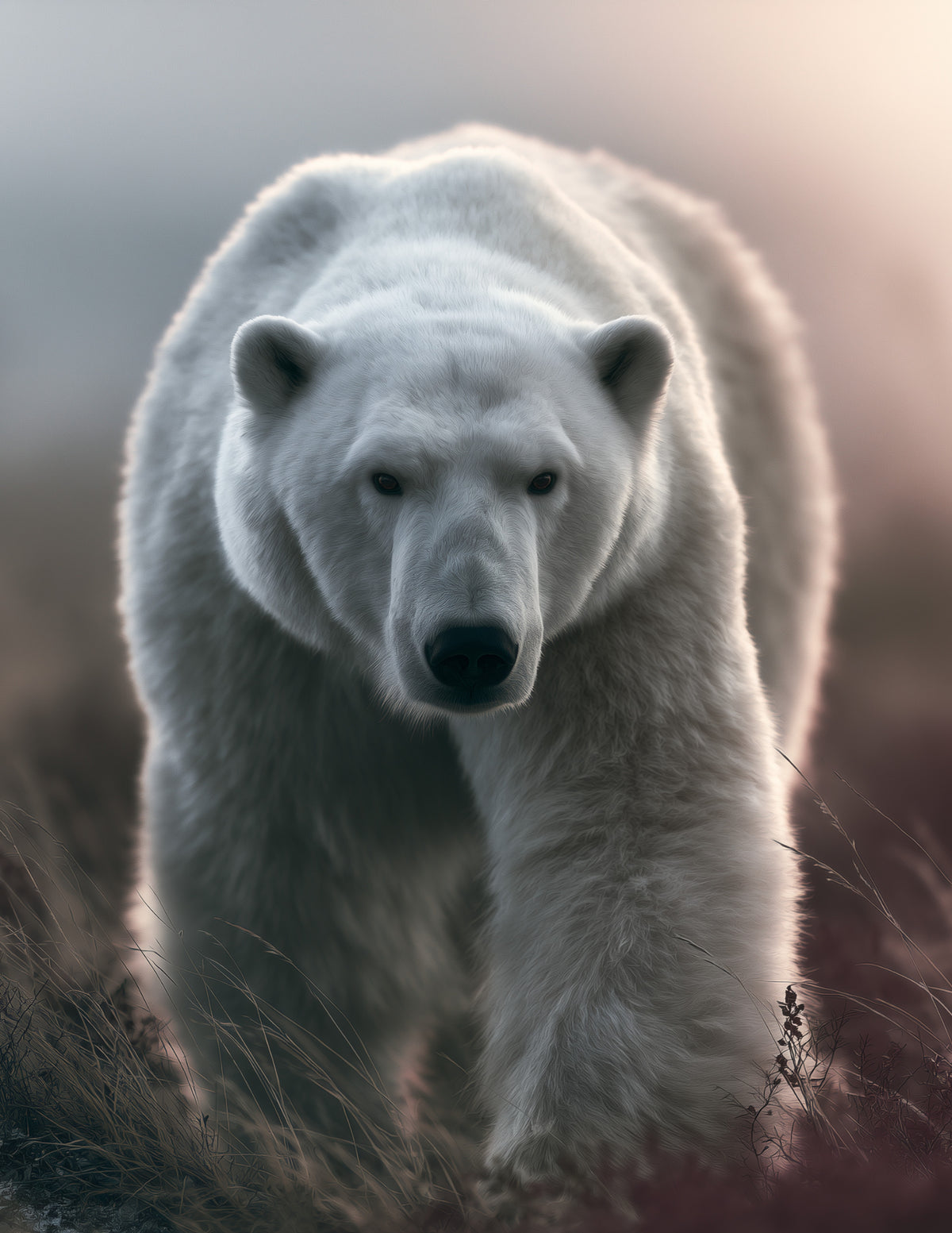Polar Bear — Realistic Art, Dramatic Lighting Digital Wall Art, 3 Sizes Included, Living Room Decor