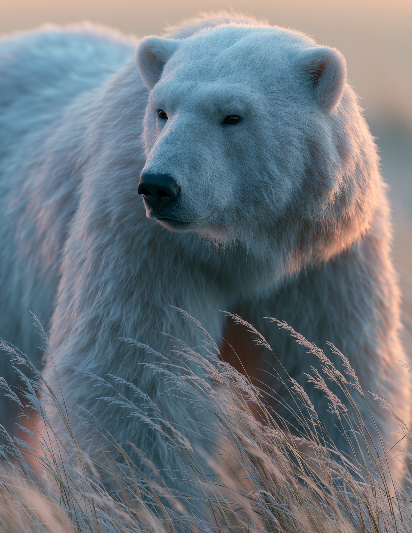Polar Bear — Realistic Art, Sapphire Tones Digital Wall Art, 3 Sizes Included, Living Room Decor