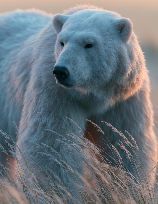 Polar Bear — Realistic Art, Sapphire Tones Digital Wall Art, 3 Sizes Included, Living Room Decor