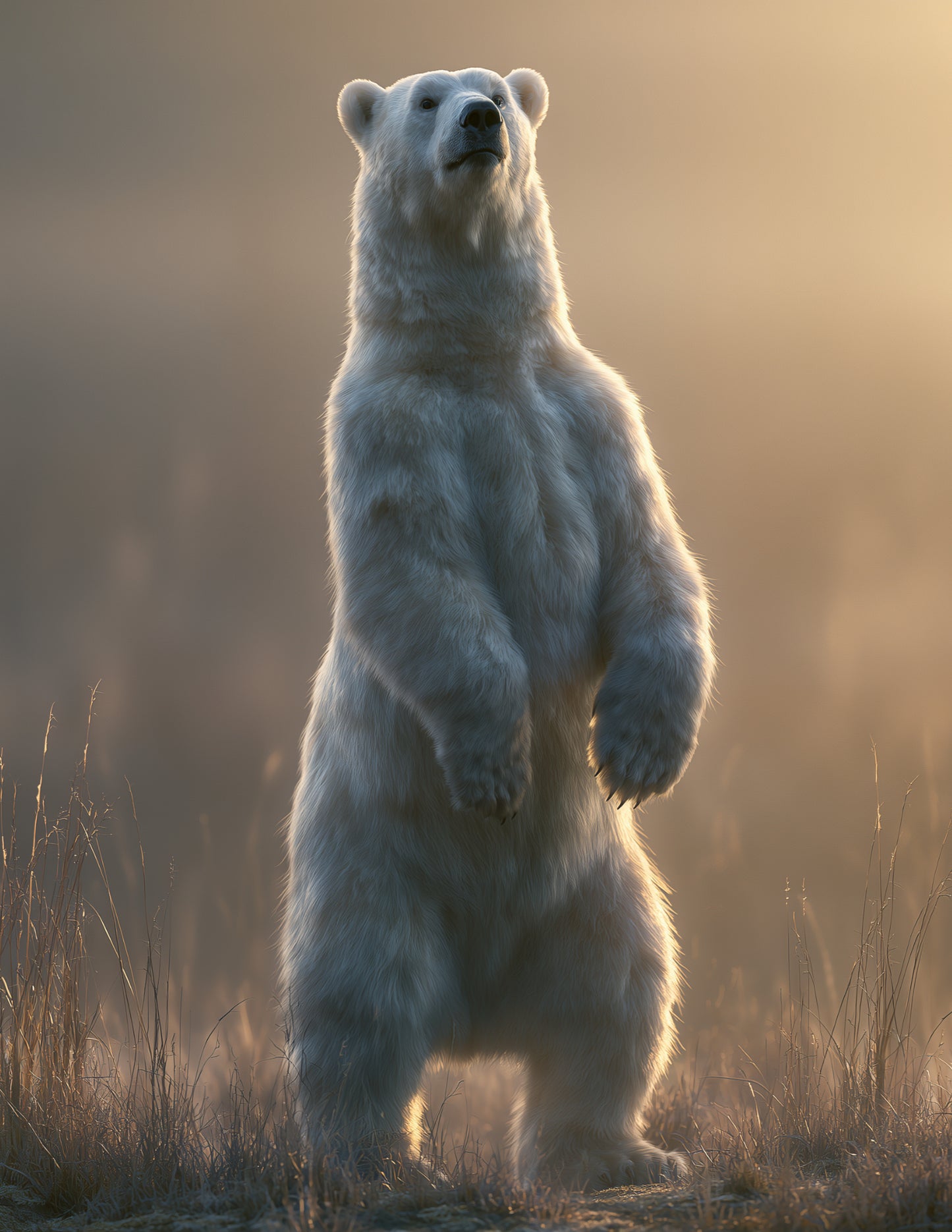 Polar Bear — Realistic Art, Warm Highlights Digital Wall Art, 3 Sizes Included, Living Room Decor
