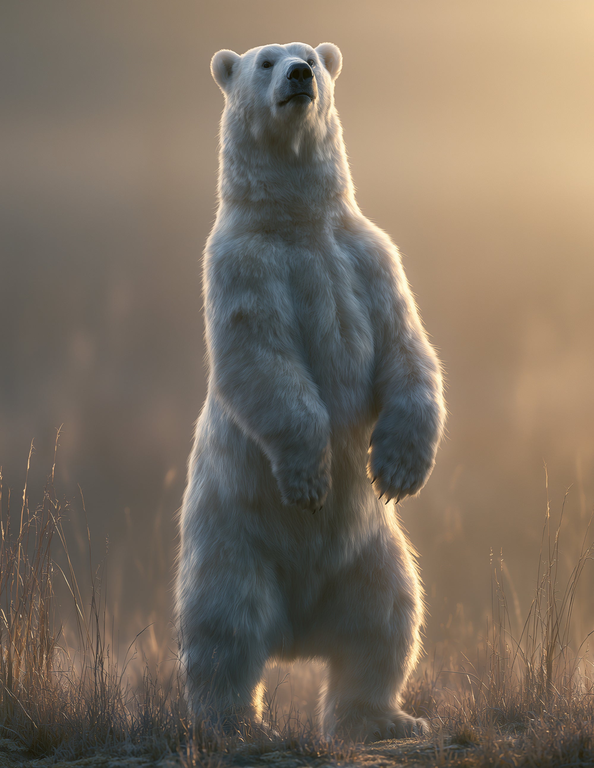 Polar Bear — Realistic Art, Warm Highlights Digital Wall Art, 3 Sizes Included, Living Room Decor